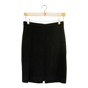 St John Caviar Pencil Skirt Black Wool Blend Sz 4 Unlined Back Zip